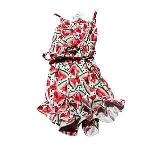 Watermelon Theme Romper with Tie Waist 7/8